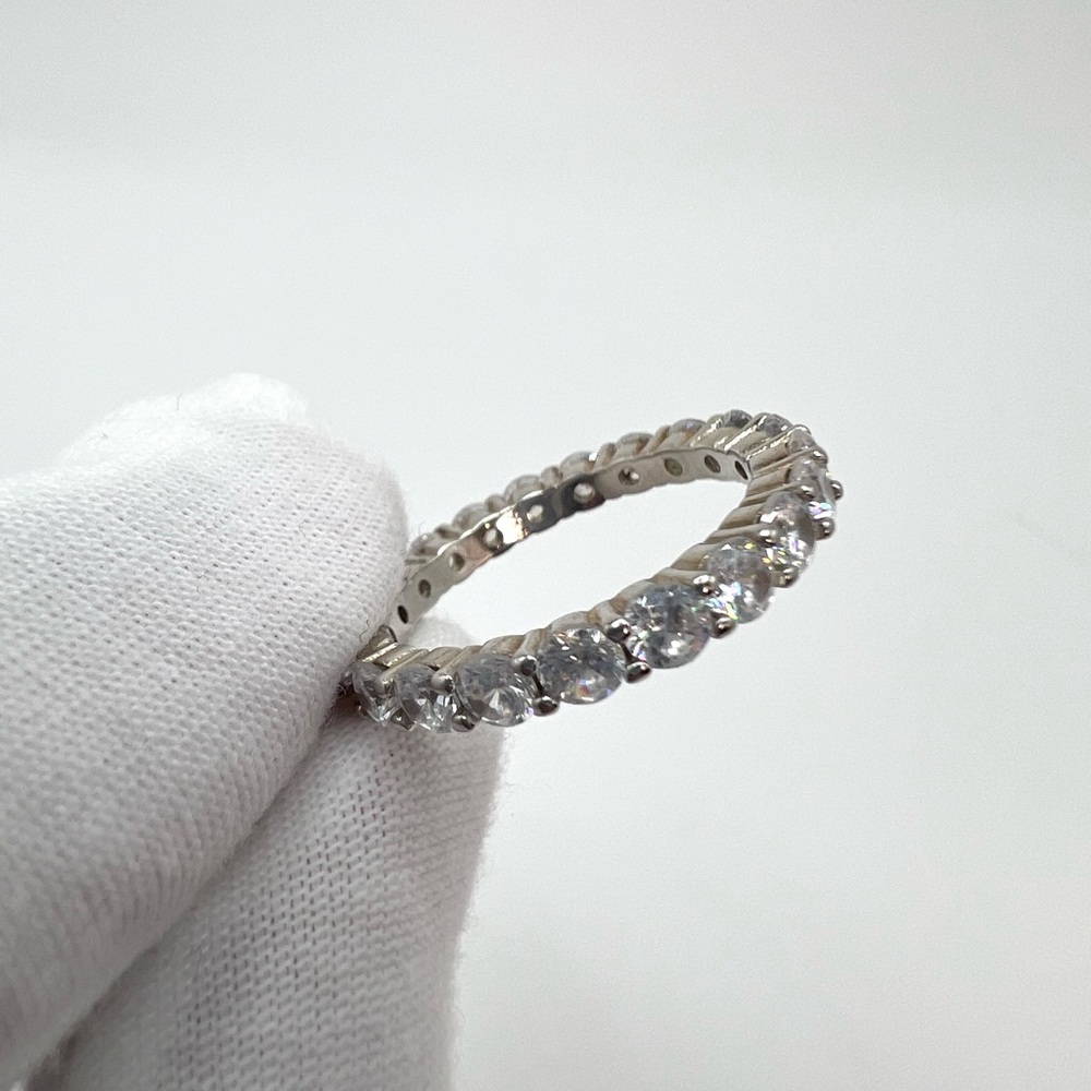 Sterling Round Cubic Zirconia Eternity Ring - Picture 6 of 16